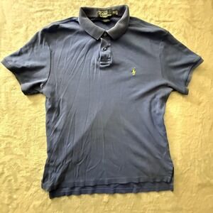 Polo Ralph Lauren Polo Shirt Mens Medium Blue Short Sleeve Custom Fit Pony Logo